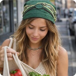 Green Headscarf Bird Leaf Pattern Dread Wrap Boho Hairstyle Easy